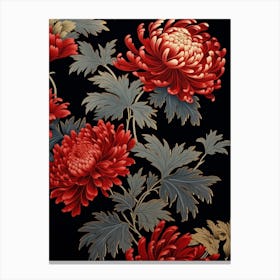 Chrysanthemums 9 William Morris Style Winter Florals Canvas Print