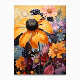 Surreal Florals Black Eyed Susan 4 Flower Painting Canvas Print