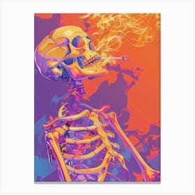 Skeleton Smoking Canvas Print