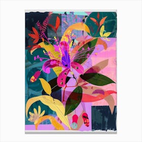 Honeysuckle 1 Neon Flower Collage Canvas Print