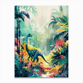 Dinosaur In The Tropical Landscape Painting 2 Canvas Print