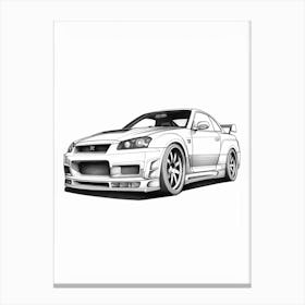 Nissan Gtr Line Drawing 2 Canvas Print