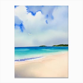 Trunk Bay Beach 2, Us Virgin Islands Watercolour Canvas Print