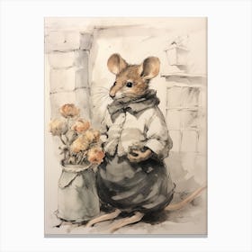 Storybook Animal Watercolour Rat 1 Canvas Print