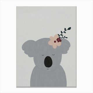 Sleepy Koala Grey Canvas Print