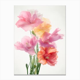 Gladioli Flowers Acrylic Painting In Pastel Colours 6 Canvas Print