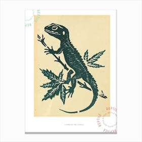 Lizard In The Leaves Bold Block 3 Poster Canvas Print