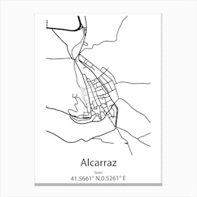 Alcarraz,Spain Minimalist Map Canvas Print