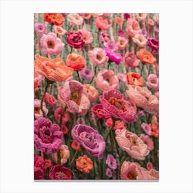 Poppies Knitted In Crochet 4 Canvas Print