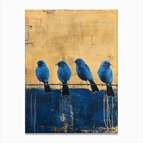 Blue Birds On A Wire 8 Canvas Print