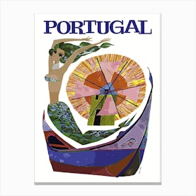 Portugal, Artistic Vintage Travel Poster, Collage Canvas Print