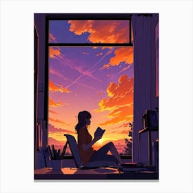 Anime Girl Reading A Book 4 Canvas Print