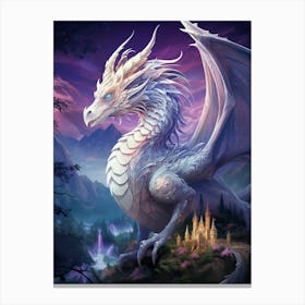 White Dragon Flying Canvas Print