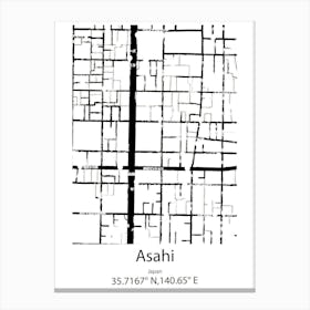 Asahi,Japan Minimalist Map Canvas Print