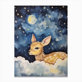 Baby Deer 2 Sleeping In The Clouds Canvas Print