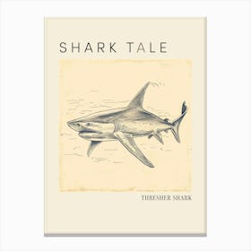 Thresher Shark Vintage Illustration 2 Poster Canvas Print