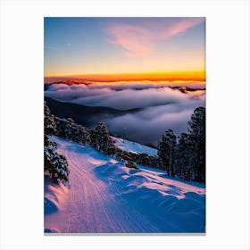 Thredbo, Australia Sunrise Skiing Poster Canvas Print