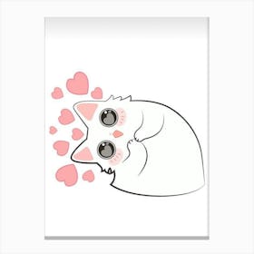 Cute Cat With Hearts Canvas Print