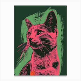 Cat In Pink And Green Canvas Print