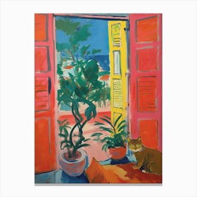 Open Window With Cat Matisse Style Portofino 2 Canvas Print