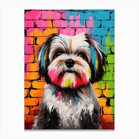 Aesthetic Shih Tzu Dog Puppy Brick Wall Graffiti Artwork Canvas Print