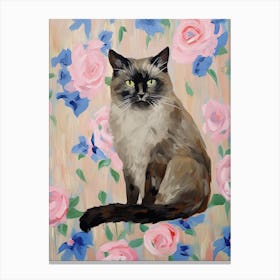 A Birman Cat Painting, Impressionist Painting 2 Canvas Print