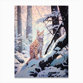 Winter Bobcat 1 Illustration Canvas Print
