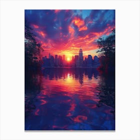 Sunset In New York City Canvas Print