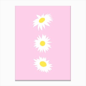 Daisy Pattern on Pink Canvas Print