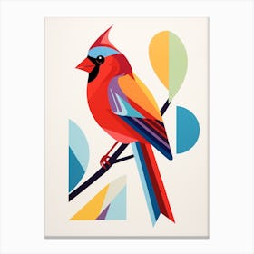 Colourful Geometric Bird Cardinal 3 Canvas Print