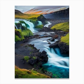 Hraunfossar, Iceland Realistic Photograph (2) Canvas Print