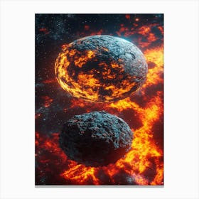 Asteroid And Comet In Space Canvas Print