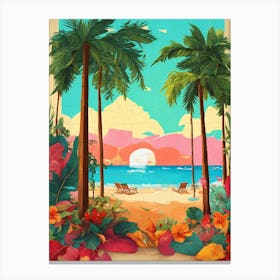 Tropical Beach Scene-Festival Vibes -Sunshine Delights-Seaside Inspirations Canvas Print