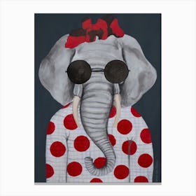 Vintage Elephant Woman Canvas Print