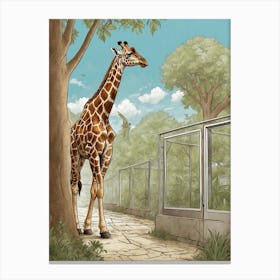 Giraffe At The Zoo Canvas Print