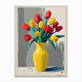 Tulips In A Yellow Vase Living Room Art Print (4) Canvas Print