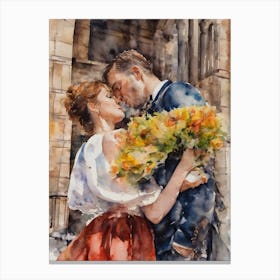 The Kissing Couple A Canvas Print