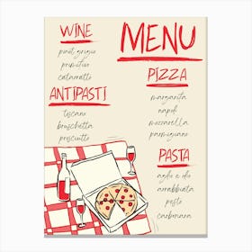 Pizza And Wine Date Canvas Print