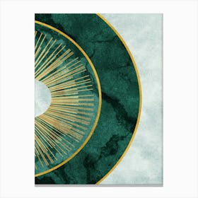 Gold And Green Sunburst Canvas Print