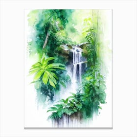 Selvatura Park Waterfall, Costa Rica Water Colour  (2) Canvas Print