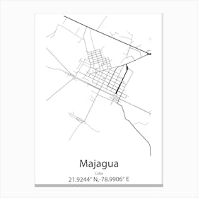 Majagua,Cuba Minimalist Map Canvas Print