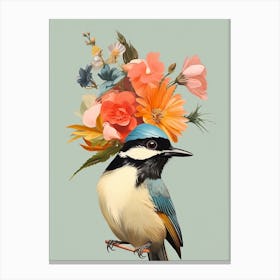 Bird With A Flower Crown Carolina Chickadee 3 Canvas Print