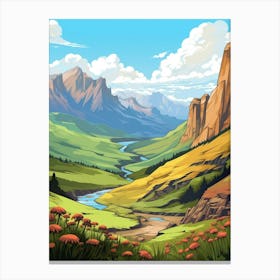 Drakensberg Mountain Range Cartoon 4 Canvas Print