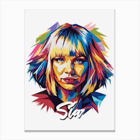 Sia 03 Portrait Music Icon WPAP Pop Art Style Canvas Print