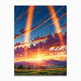 Sunset Over A Field 1 Canvas Print