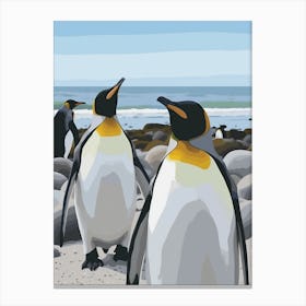 Emperor Penguin Boulders Beach Simons Town Minimalist Illustration 4 Canvas Print