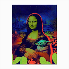 Mona Lisa with Baby Yoda Canvas Print