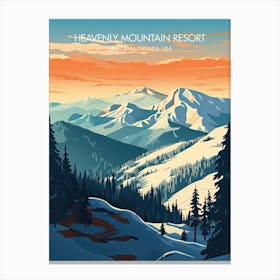 Poster Of Heavenly Mountain Resort   California Nevada, Usa, Ski Resort Illustration 3 Canvas Print