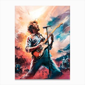 Male Rock Guitarist Abstract Painting #3 Canvas Print