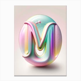 M, Alphabet Bubble Rainbow 1 Canvas Print